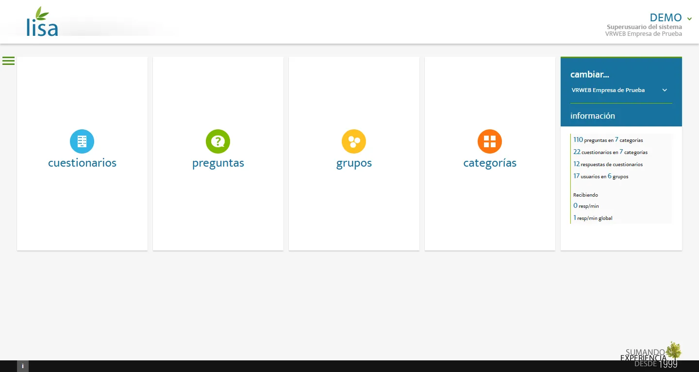 Vista de dashboard.